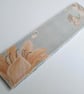 Textile bookmark - aqua green embroidered curtain, wool and velvet fabrics - Image 2