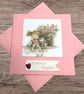 Birthday card for a special daughter.  Cute girl sat with her cat and flowers  - Image 3