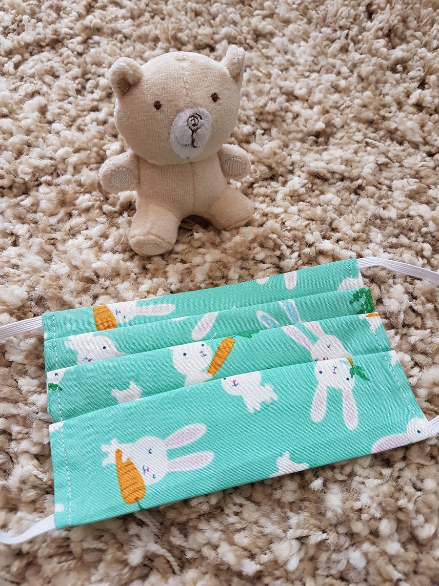 Child face covering – rabbit print material