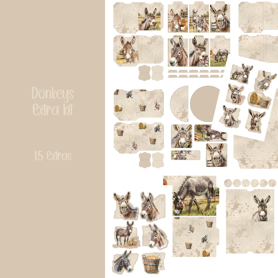 Donkeys Extras kit Scrapbooking, Ephemera, Journal, Digital Download 