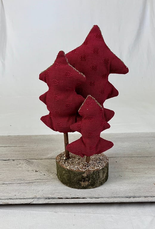 Handmade Red Fabric Christmas Tree Ornament – Recycled & Reclaimed
