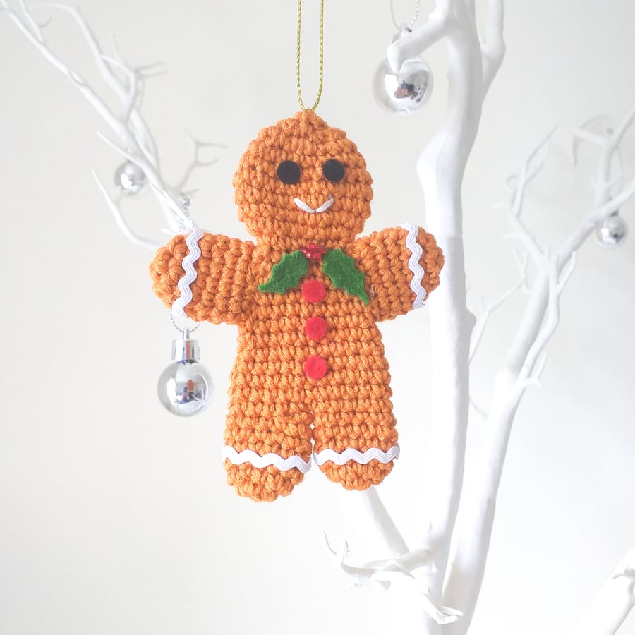 A Crochet Christmas Gingerbread Man, Christmas Tree Decoration.