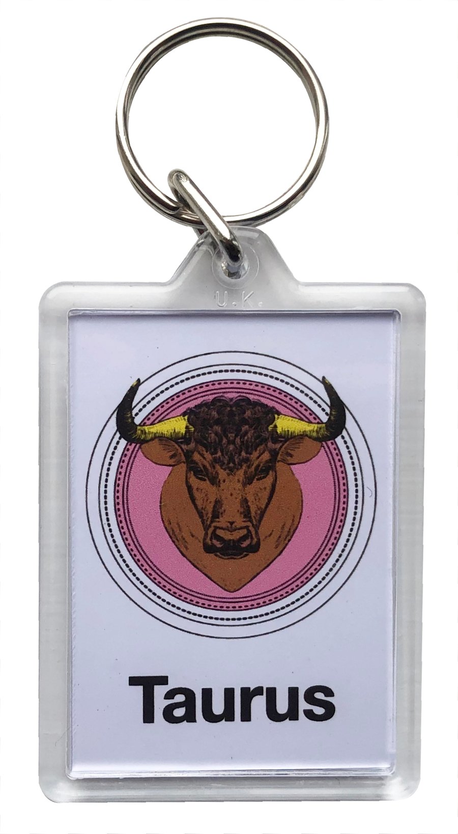 Zodiac - Taurus Keyring with a 50 x35mm Insert - The Bull (21st April-21st May) 