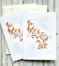 Leaves Thank You Cards - Set of 2 cards - original art, copper tones, blank  - Image 1