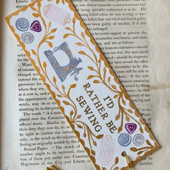 I'd Rather Be Sewing Handmade Bookmark
