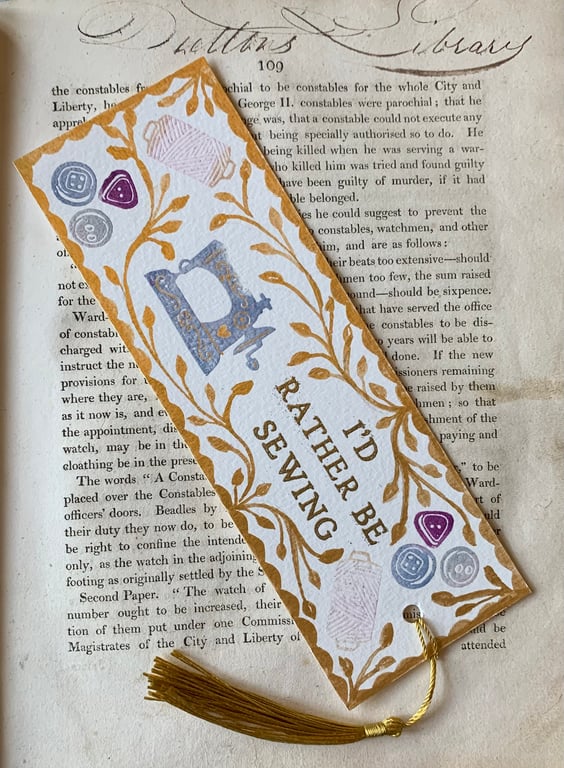 I'd Rather Be Sewing Handmade Bookmark