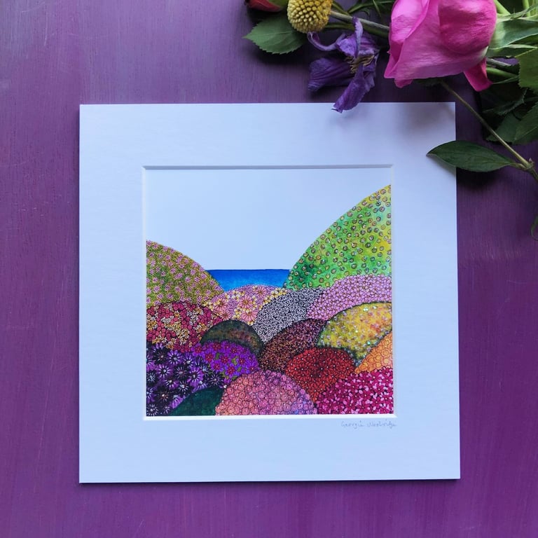 'Heather Haze' 8" x 8" Mounted Print