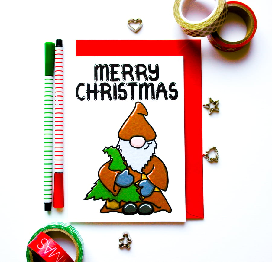 Nordic Christmas Card Gonk Gnome Christmas Festive Scandinavian Family Card