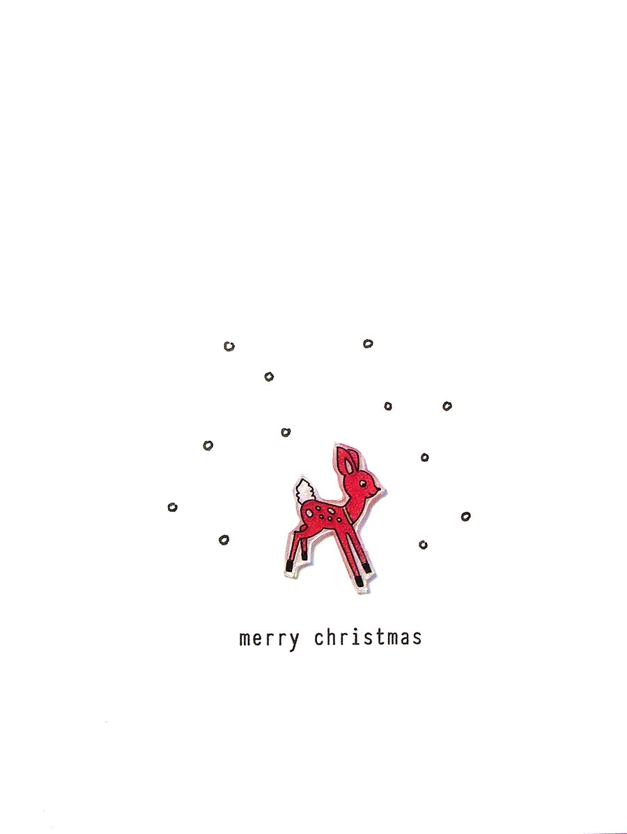 SALE - christmas card - deer in snow 