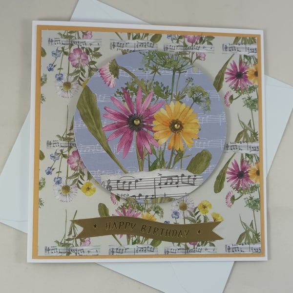 Handmade birthday card - spring flowers