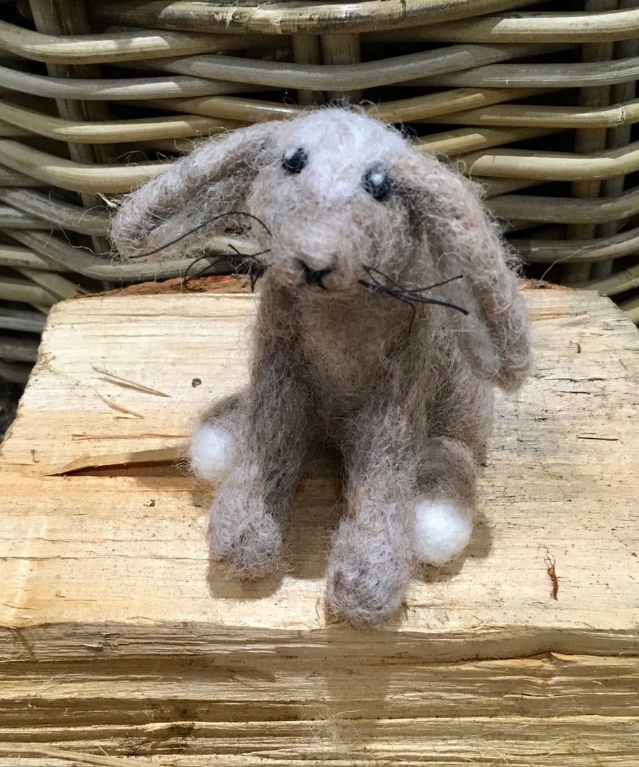 Rabbit needlefelt sculpture wildlife portrait 