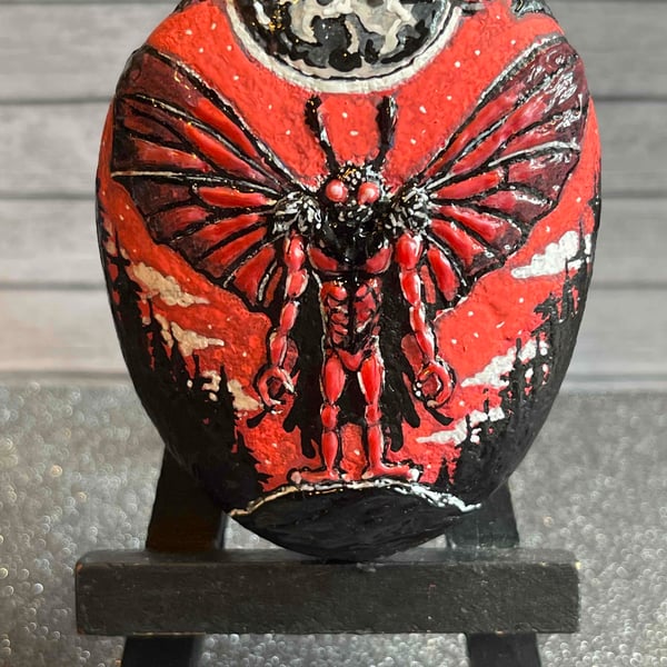 Hand painted Mothman stone - Folksy