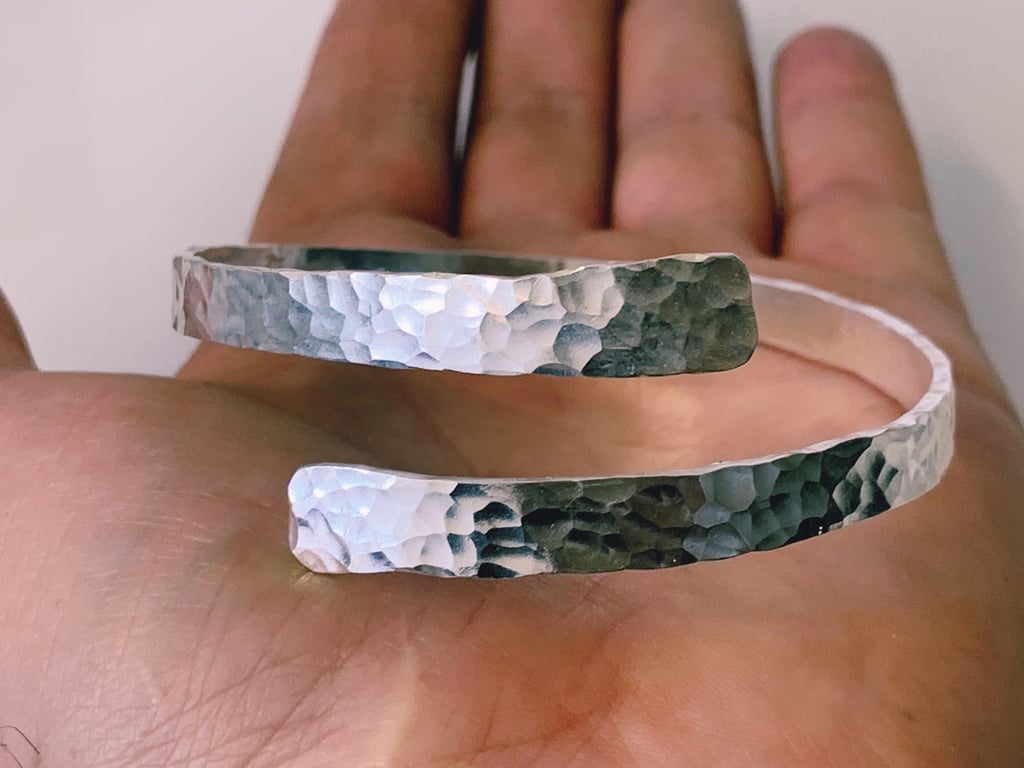Sterling Silver Textured Wrap Bangle, Handmade Urban Jewellery Design