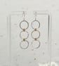Recycled Sterling Silver Triple Circle Drop Earring with Gold Plated Wire - Image 4