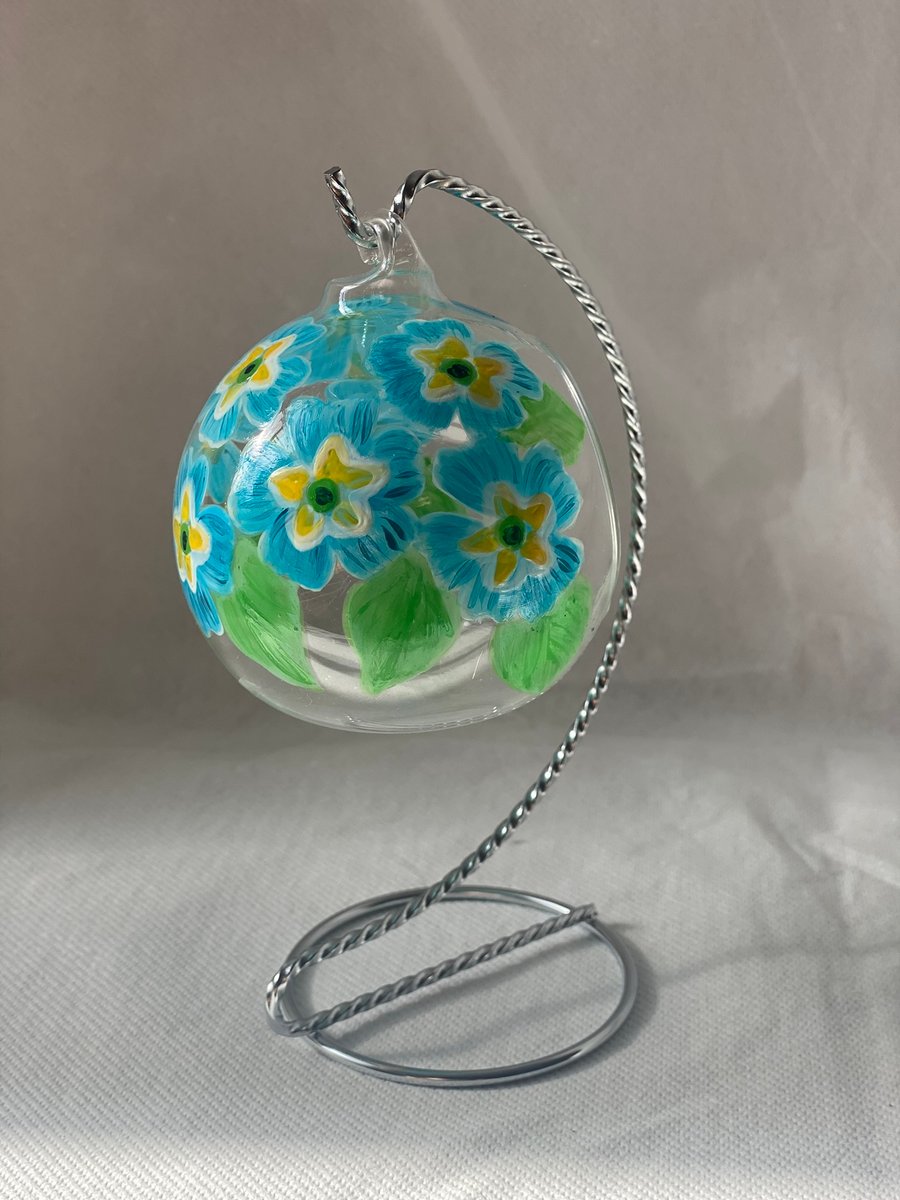 8cm floral glass tealight holder 