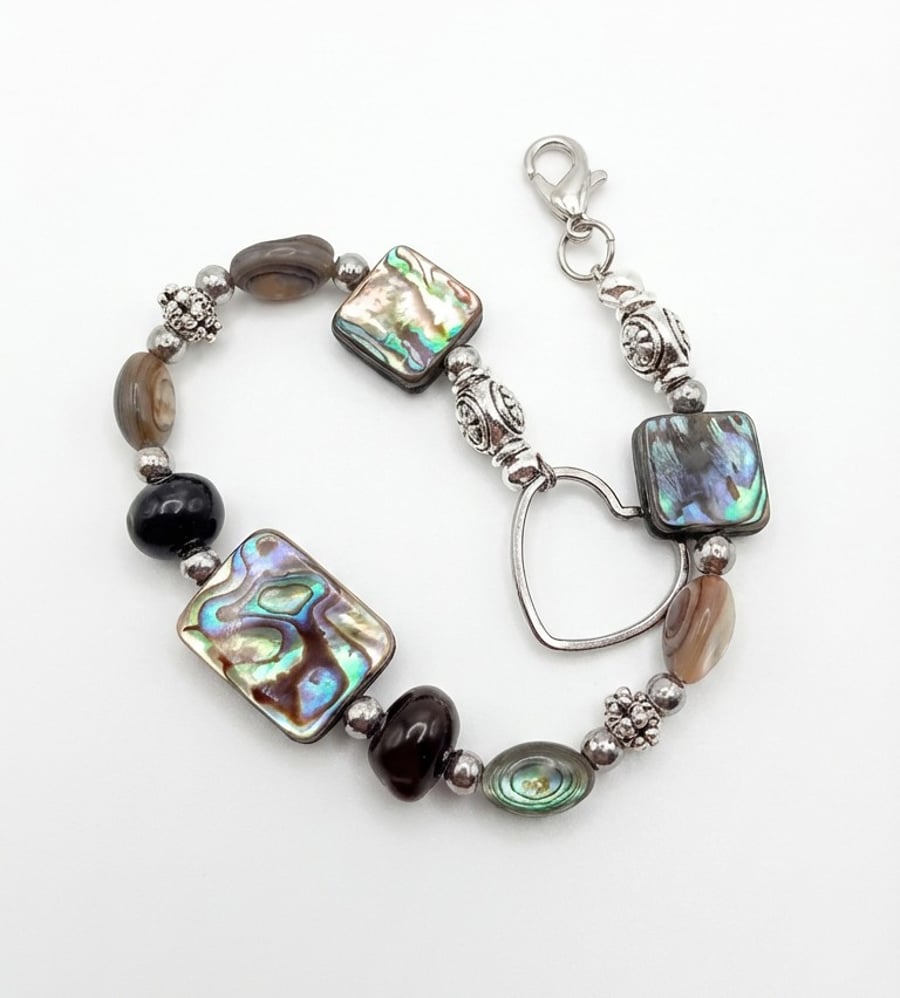 Abalone & Black Pearl Bracelet