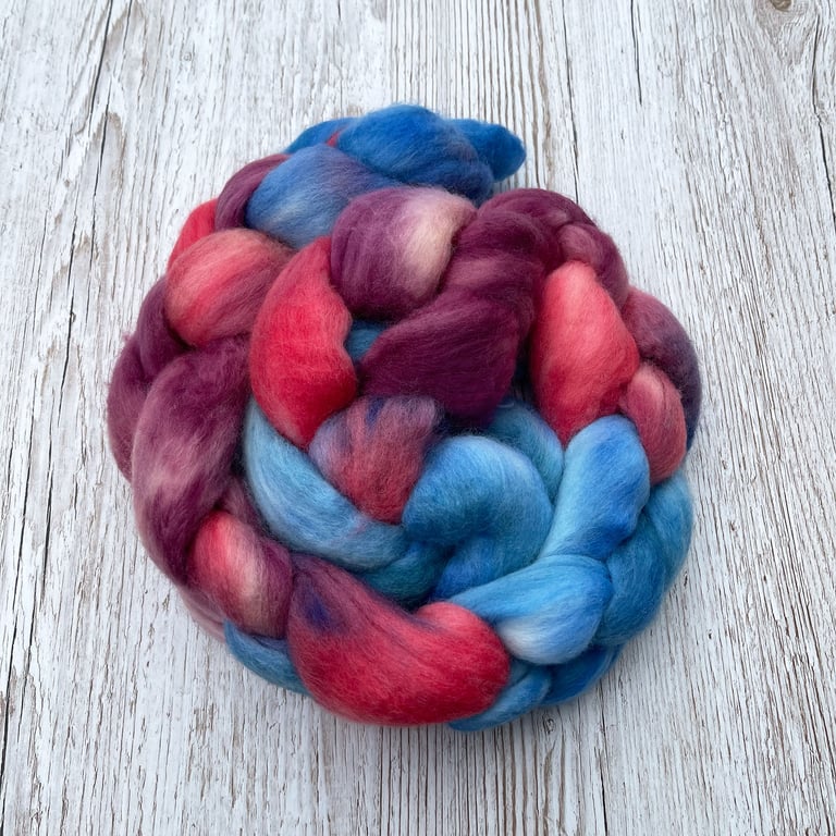 Merino Hand Dyed Spinning Fibre Jolly Sailor 100g