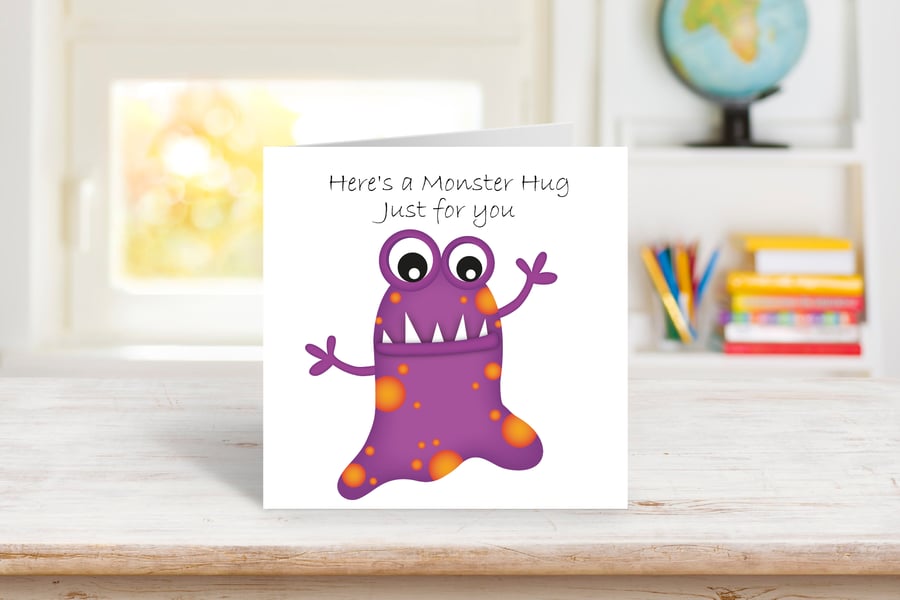 Google Eyes Monster Hugs Greeting Card. Design 5