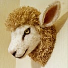 Lifesize  needle felted  and hand stitched faux sheep head 