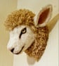Lifesize  needle felted  and hand stitched faux sheep head 