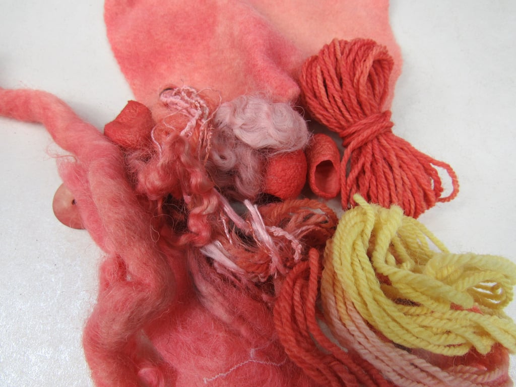 Red - Orange Natural Dye Fibre Scrap Pack