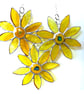 Sunflower Stained Glass Suncatcher Trio of Flowers Handmade Yellow
