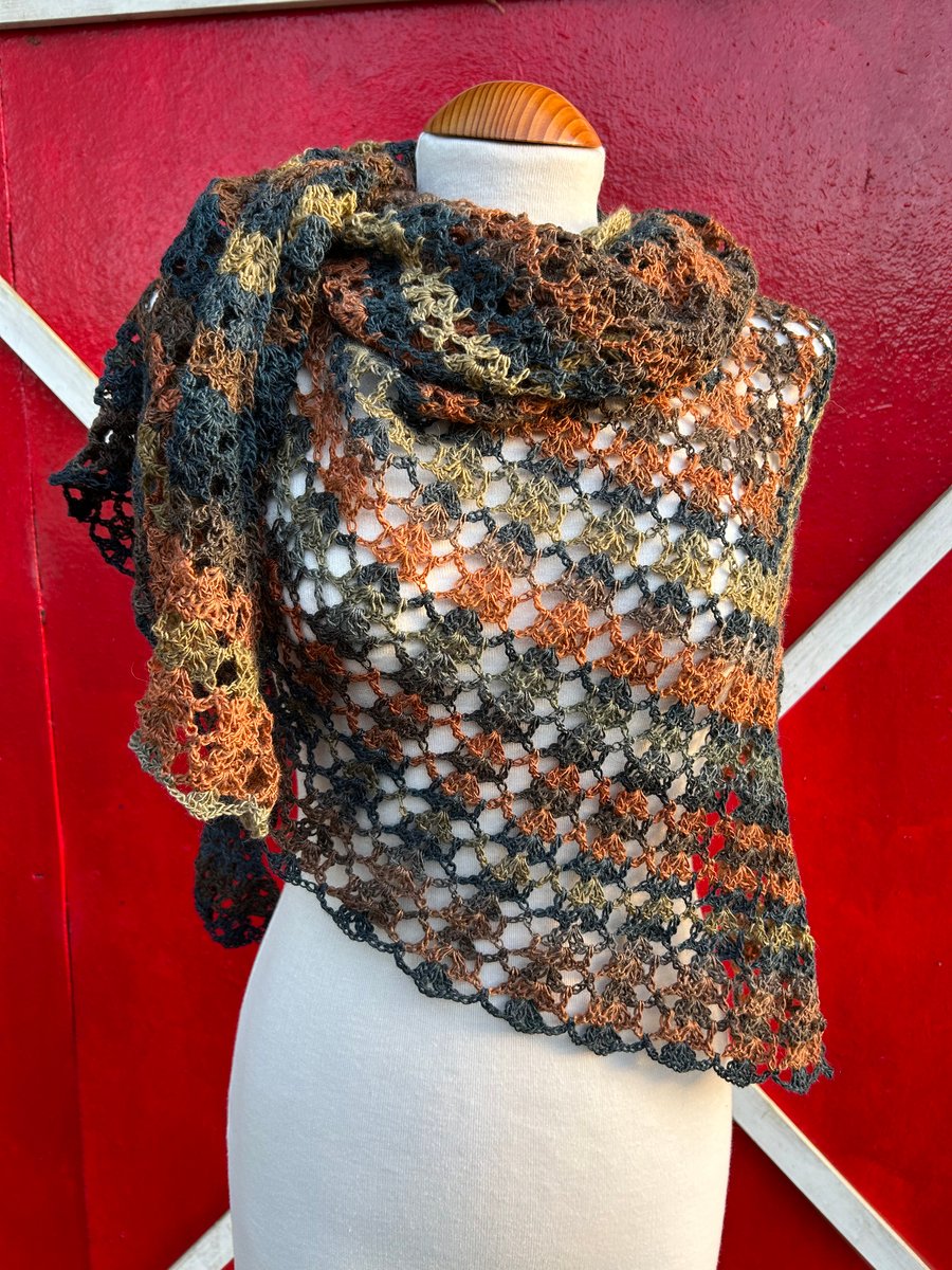 wool rich sock yarn in Autumn hues triangle lac... - Folksy