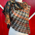 wool rich sock yarn in Autumn hues triangle lace shawl scarf