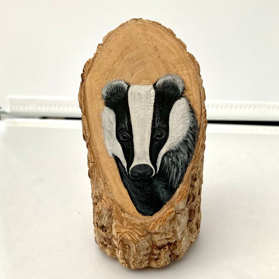 Badger wood stump painting