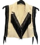 One of a Kind Upcycled Boho Fringed Capelet in Cream and Blackm