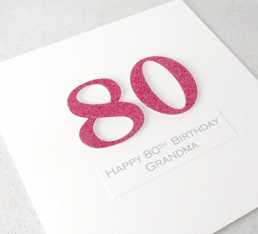 SALE - 50% off - Half Price handmade 80th birthday card - personalised