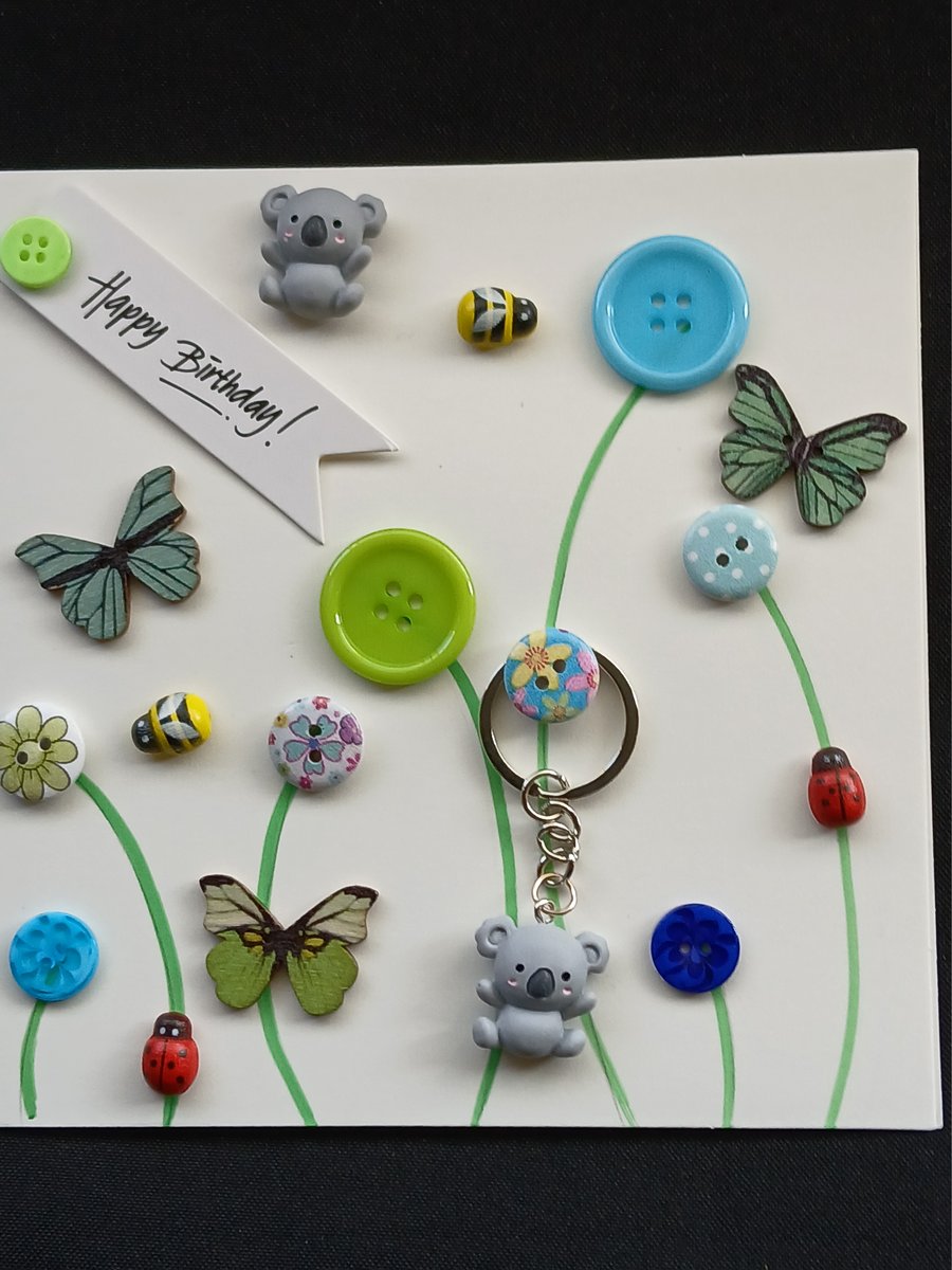 Handmade birthday, keyring card