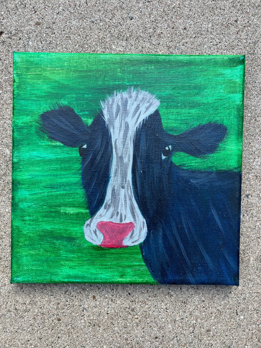 Canvas Cow Painting 