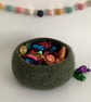 FELTED 'FUSSPOT' BOWL, desk tidy. Dark green . Home decor . - Image 2