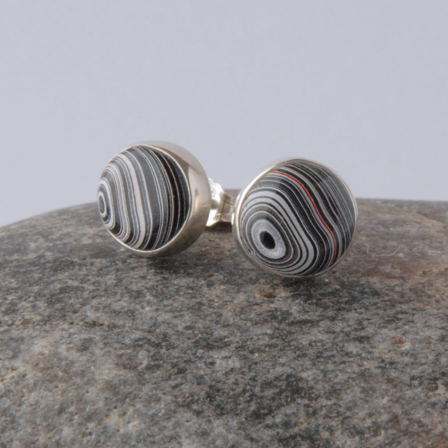 Sterling silver and detroit fordite stud earrings