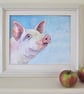 Happy Pig. Farm Animal painting. Original Watercolour - Image 3