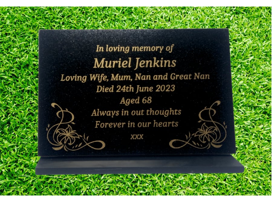 Personalised Granite Memorial with Lily