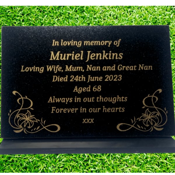 Personalised Granite Memorial with Lily