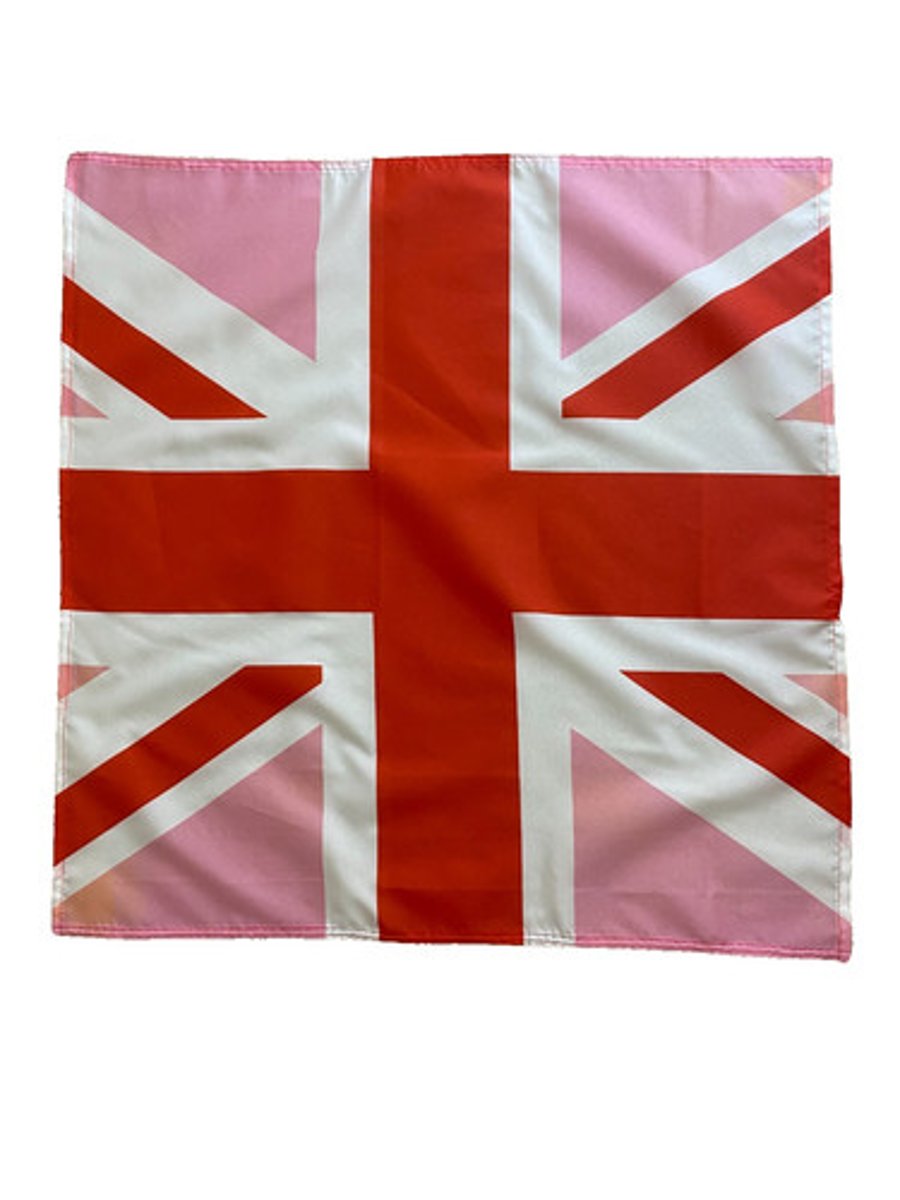 23" x 23" 59 x 59 cm Union Jack Pink & Red Flag Bandana Head Scarf Neck Tie