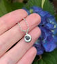 Handmade Organic Silver and Sapphire Necklace, Molten Silver Necklace  - Image 2