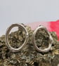 Sterling Silver Organic Circle Stud Earrings - Molten Textured Minimalist Studs - Image 6