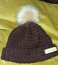 Handmade crochet hat with fur bobble - Image 4