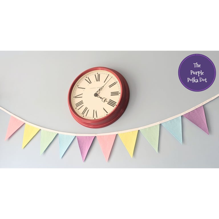 Felt pastel rainbow bunting by the metre