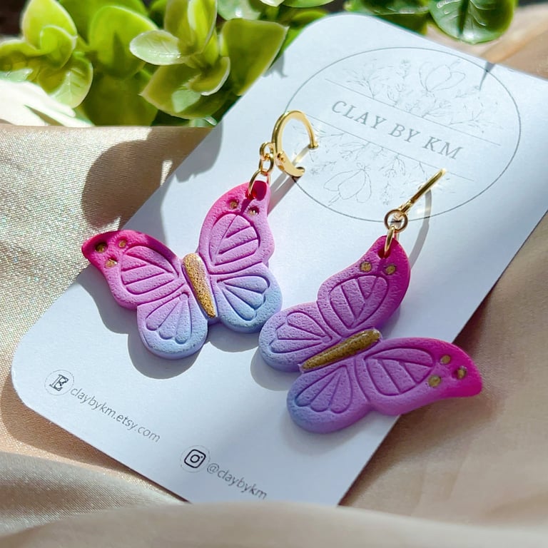 Statement Butterfly Charm Hoops, Dreamy Fairycore Jewellery