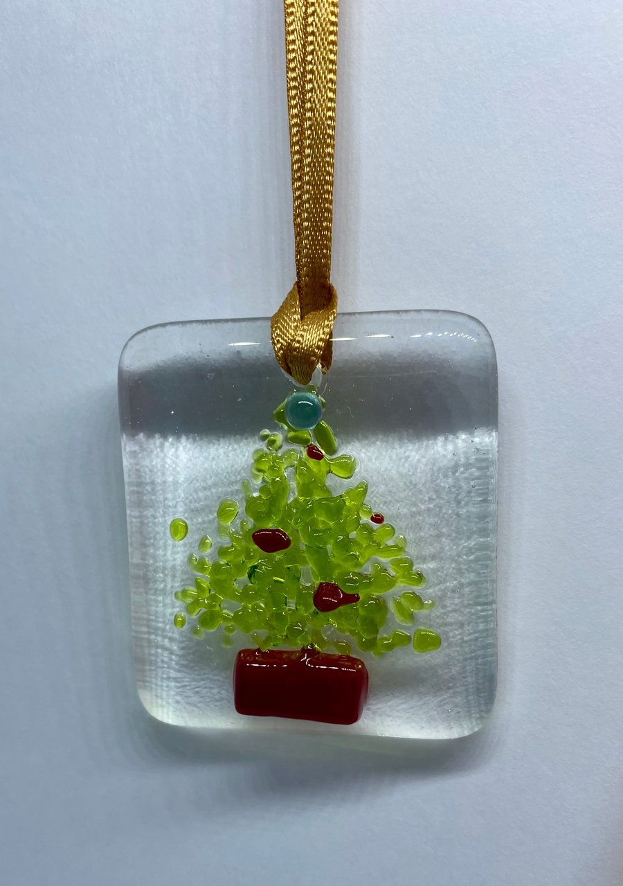 Fused glass hanging decoration Christmas card