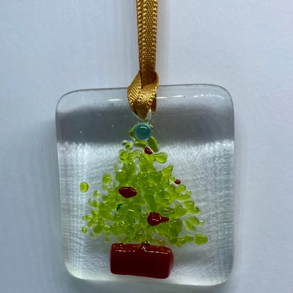 Fused glass hanging decoration Christmas card