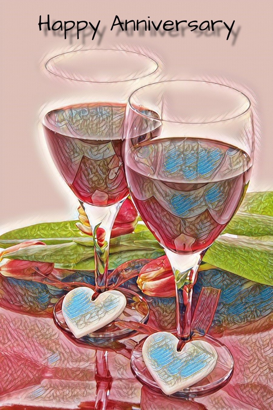 Happy Anniversary Love Wine Card A5
