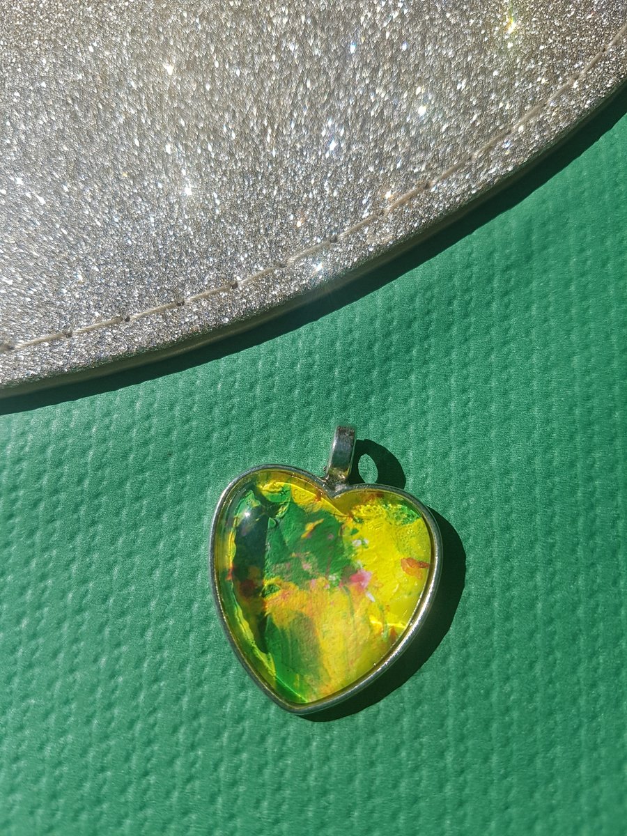 Green yellow red heart pendant