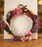 Natural Dried Flower Wreath 10 Inch - Handmade Rustic Floral Wreath - Pink Purpl - Image 2
