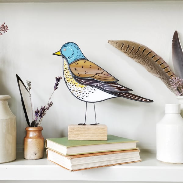 Fieldfare Glass Bird Sculpture 